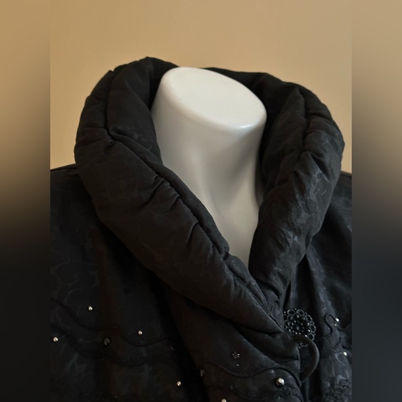 J. Gallery Black Vintage Long Puffer Coat W Duck Down. Has Zipper & Buttons SZ S - Picture 2 of 16